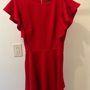 Crystal Doll Vibrant Red Flutter Sleeve Blouse